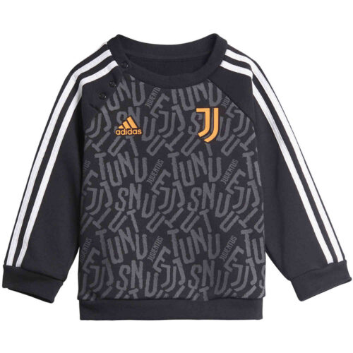 Infants adidas Juventus 3-Stripes Jogger – Black/White/App Signal Orange