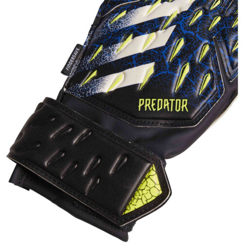 Kids adidas Predator Match Fingersave Positive Cut Goalkeeper Gloves – Black & Team Royal with Solar Yellow