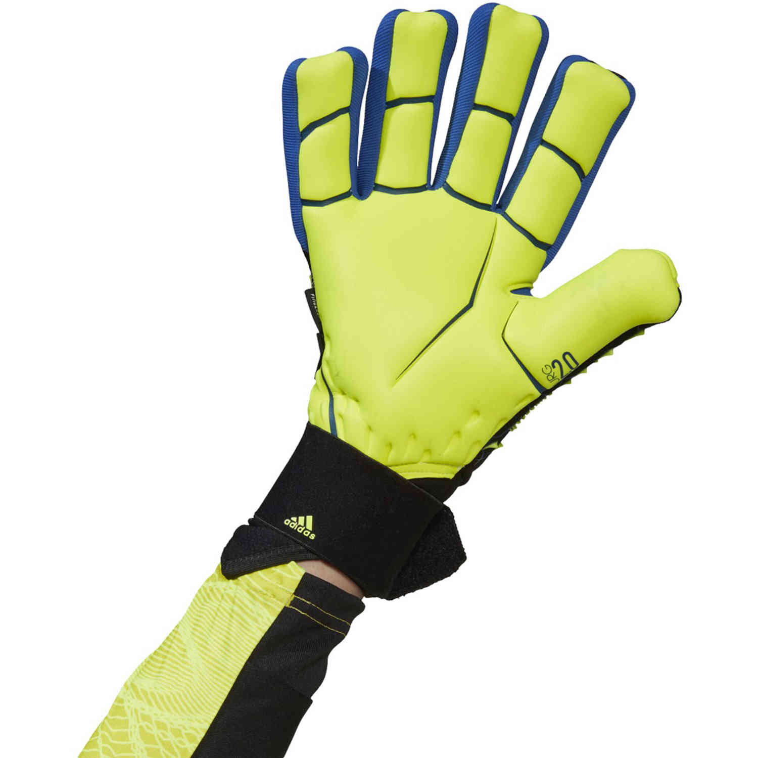 spek Speciaal atomair adidas Predator Pro Ultimate Fingersave Negative Cut Goalkeeper Gloves -  Black & Team Royal with Solar Yellow - SoccerPro
