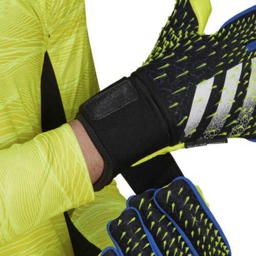 adidas Predator Pro Ultimate Fingersave Negative Cut Goalkeeper Gloves – Black & Team Royal with Solar Yellow