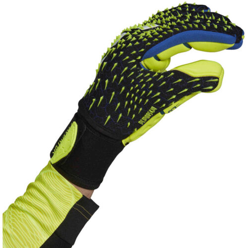 adidas Predator Pro Ultimate Fingersave Negative Cut Goalkeeper Gloves – Black & Team Royal with Solar Yellow