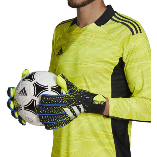 adidas Predator Pro Ultimate Fingersave Negative Cut Goalkeeper Gloves – Black & Team Royal with Solar Yellow