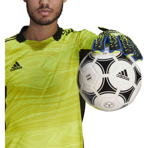 adidas Predator Pro Ultimate Fingersave Negative Cut Goalkeeper Gloves – Black & Team Royal with Solar Yellow