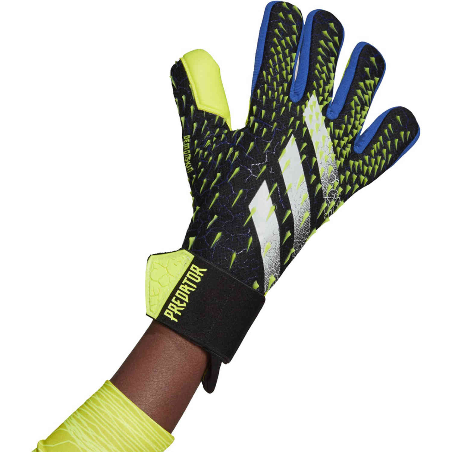 adidas Predator Competition Negative Cut Goalkeeper Gloves – Black & Royal Blue with Solar Yellow with White
