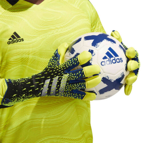 adidas Predator Pro Hybrid Cut Goalkeeper Gloves – Black & Team Royal with Solar Yellow