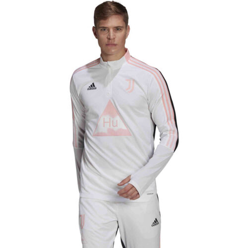 adidas Human Race Juventus 1/4 zip Training Top – White/Black