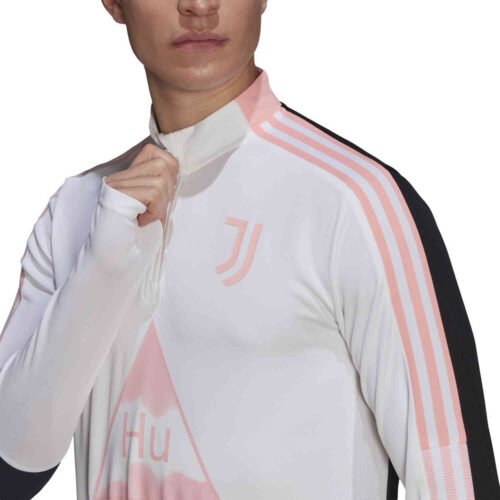 adidas Human Race Juventus 1/4 zip Training Top – White/Black