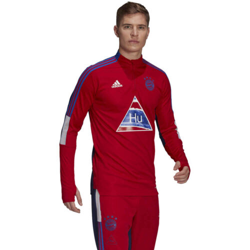 adidas Human Race Bayern Munich 1/4 zip Training Top – FCB True Red/Dark Blue