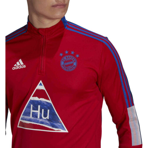 adidas Human Race Bayern Munich 1/4 zip Training Top – FCB True Red/Dark Blue