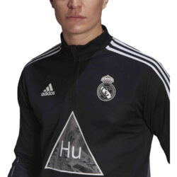 adidas Human Race Real Madrid 1 4 zip Training Top Black Onix