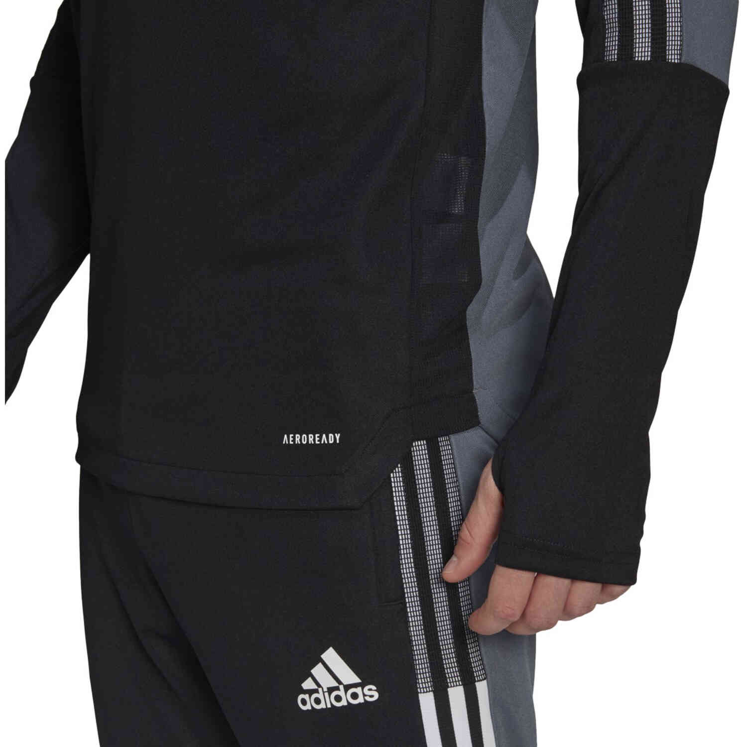 adidas Human Race Real Madrid 1/4 zip Training Top - Black/Onix - SoccerPro