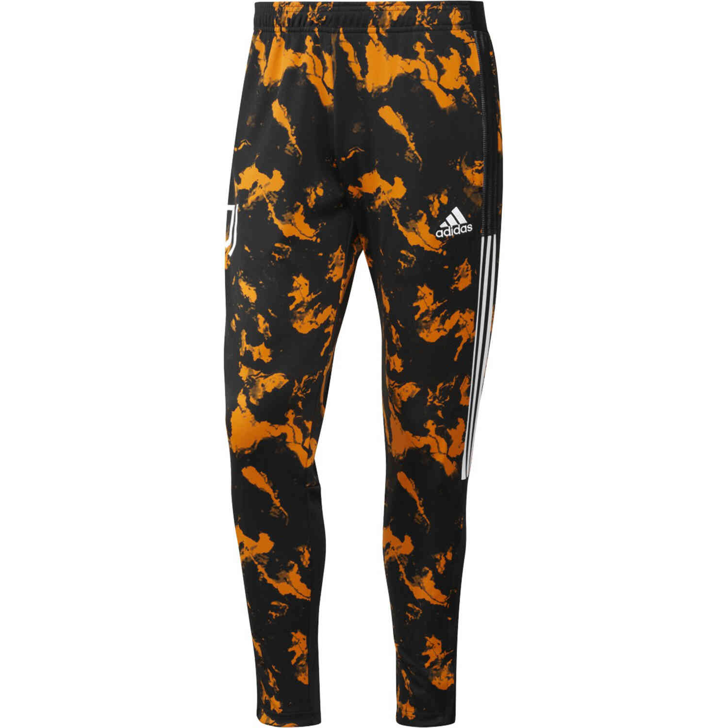 adidas Juventus All Over Print Training Pants - Black/Bahia Orange - SoccerPro