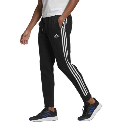adidas Essentials Fleece Tapered Cuff Pants – Black/White