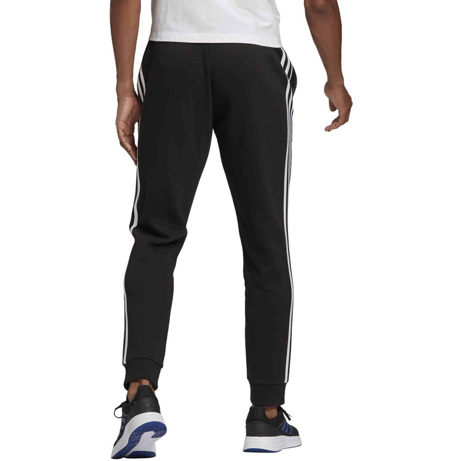 adidas Essentials Fleece Tapered Cuff Pants Black White SoccerPro