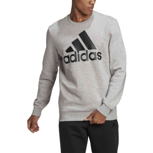 adidas Fleece Logo Sweatshirt – Medium Grey Heather/Black