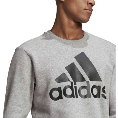 adidas Fleece Logo Sweatshirt – Medium Grey Heather/Black