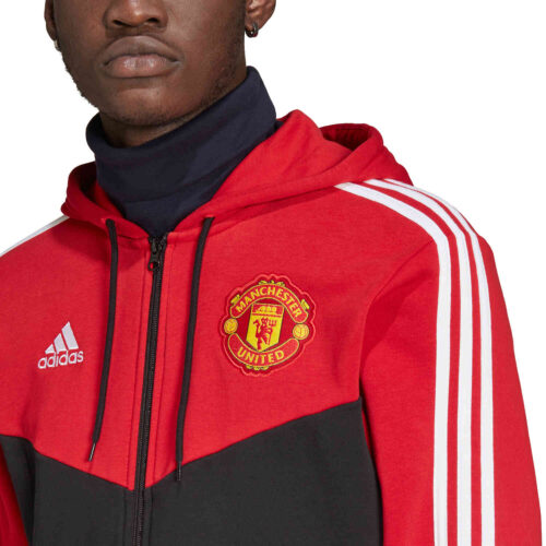 adidas Manchester United 3-Stripes Full-zip Hoodie – Real Red/Black
