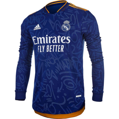 2021/22 adidas Eder Militao Real Madrid L/S Away Authentic Jersey