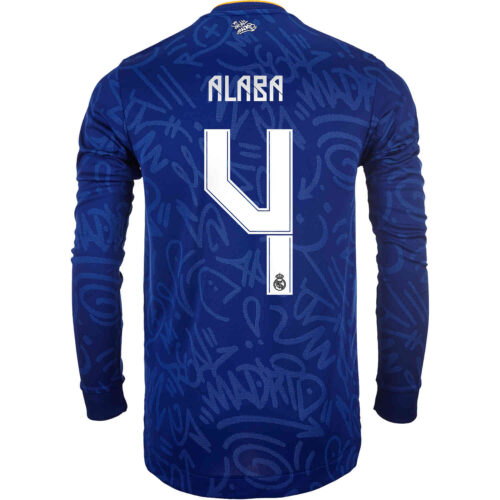 2021/22 adidas David Alaba Real Madrid L/S Away Authentic Jersey