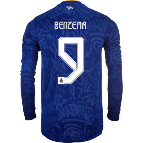 2021/22 adidas Karim Benzema Real Madrid L/S Away Authentic Jersey
