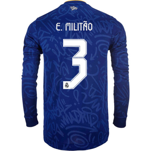 2021/22 adidas Eder Militao Real Madrid L/S Away Authentic Jersey