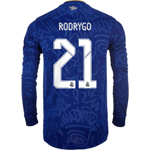 2021/22 adidas Rodrygo Real Madrid L/S Away Authentic Jersey