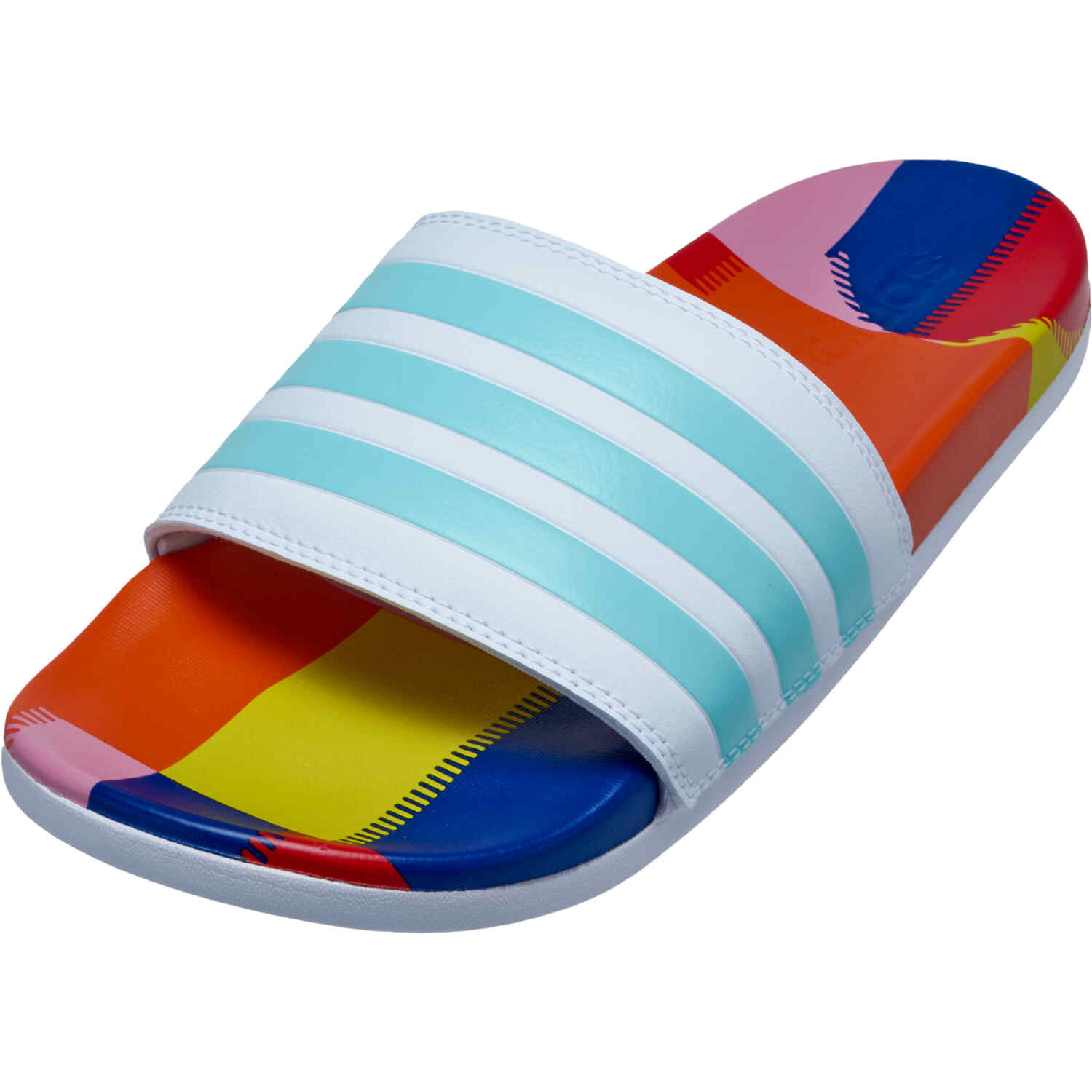 Adidas blue and white slides on sale