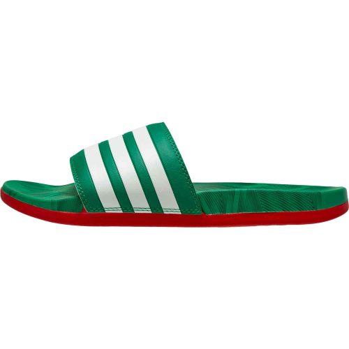 adidas Mexico Adilette Comfort Slides – Vivid Green & White with Scarlet