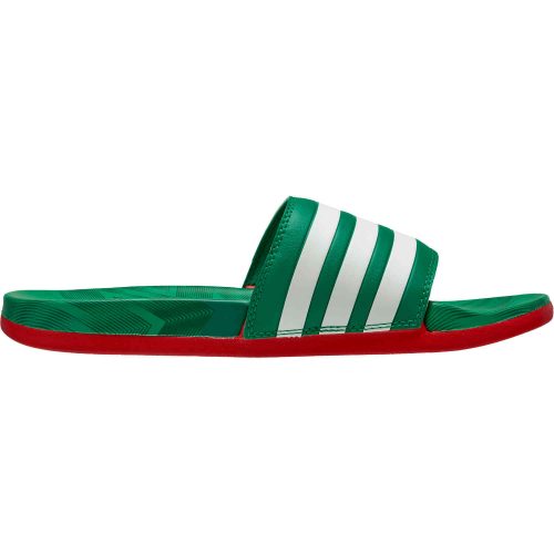 adidas Mexico Adilette Comfort Slides – Vivid Green & White with Scarlet