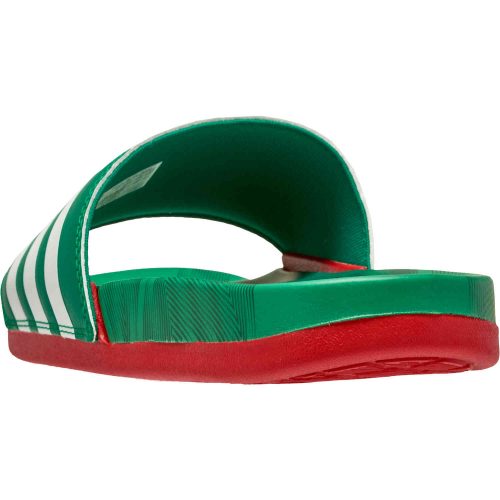 adidas Mexico Adilette Comfort Slides – Vivid Green & White with Scarlet