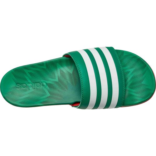 adidas Mexico Adilette Comfort Slides – Vivid Green & White with Scarlet