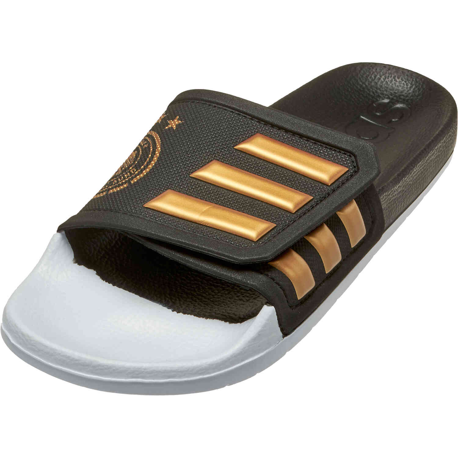 slit quality Dependence adidas Germany Adilette TND Slides - Black & Tactile Gold Metallic with  White - SoccerPro