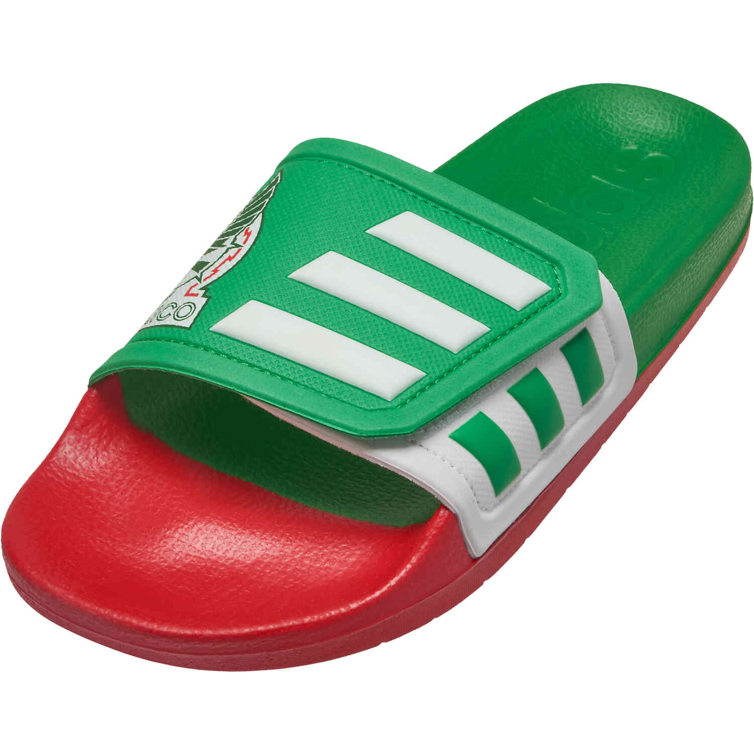 adidas Mexico Adilette Slides - Green with Scarlet - SoccerPro