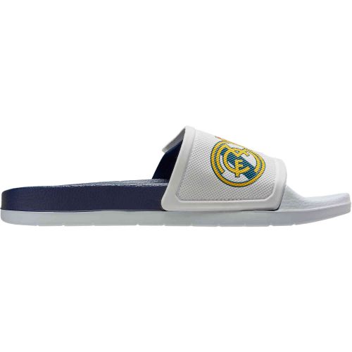 adidas Real Madrid Adilette Slides – White & Dark Blue