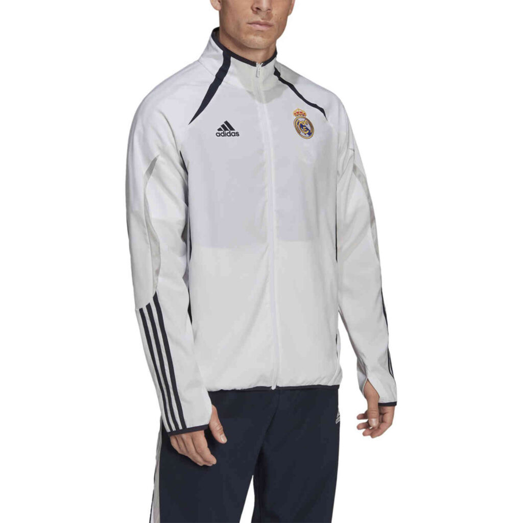 adidas Real Madrid Teamgeist Woven Jacket - White - SoccerPro