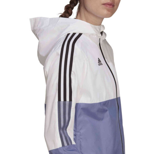 Womens adidas Tiro Windbreaker Jacket – White/Orbit Violet