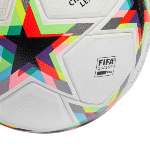 adidas Finale 22 Competition Match Soccer Ball – White & Silver Metallic with Bright Cyan