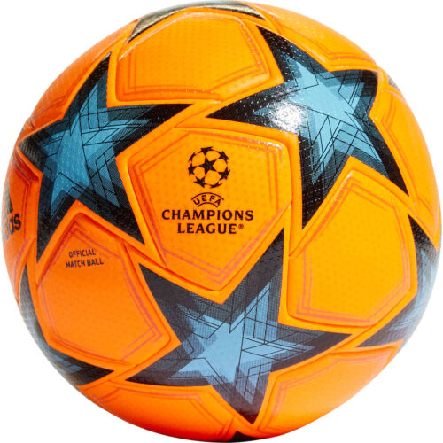 adidas Winter Finale 22 Pro Official Match Soccer Ball – Solar Orange & Silver Metallic with Bright Cyan