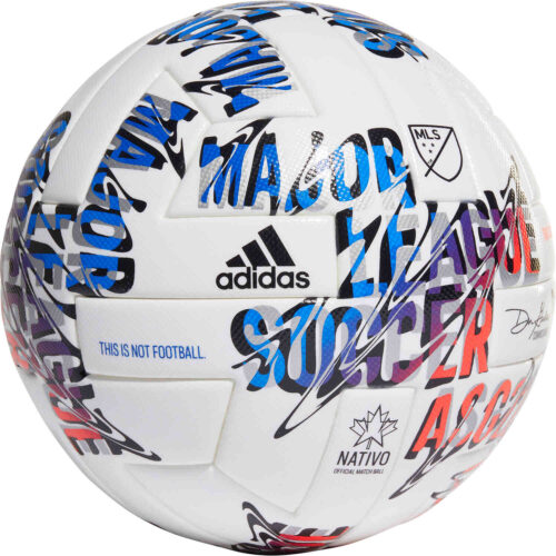 adidas All Star Game MLS Pro Official Match Soccer Ball – Solar Red & Team Royal Blue with Silver Metallic
