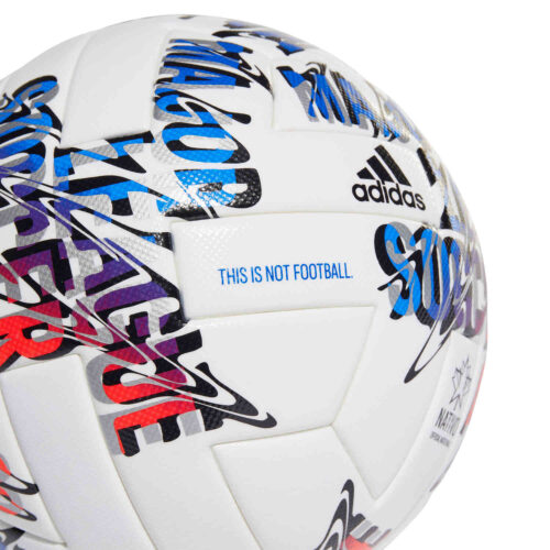 adidas All Star Game MLS Pro Official Match Soccer Ball – Solar Red & Team Royal Blue with Silver Metallic