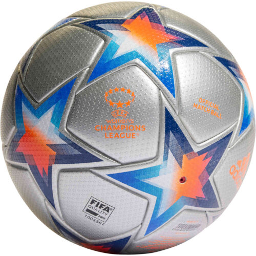 adidas Womens UCL Pro Official Match Soccer Ball – Silver Metallic & Pantone with Solar Orange