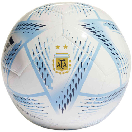 adidas Argentina Rihla Club Soccer Ball – White & Clear Blue with Night Indigo