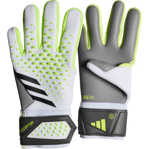 adidas Predator League Goalkeeper Gloves – White & Lucid Lemon with Black