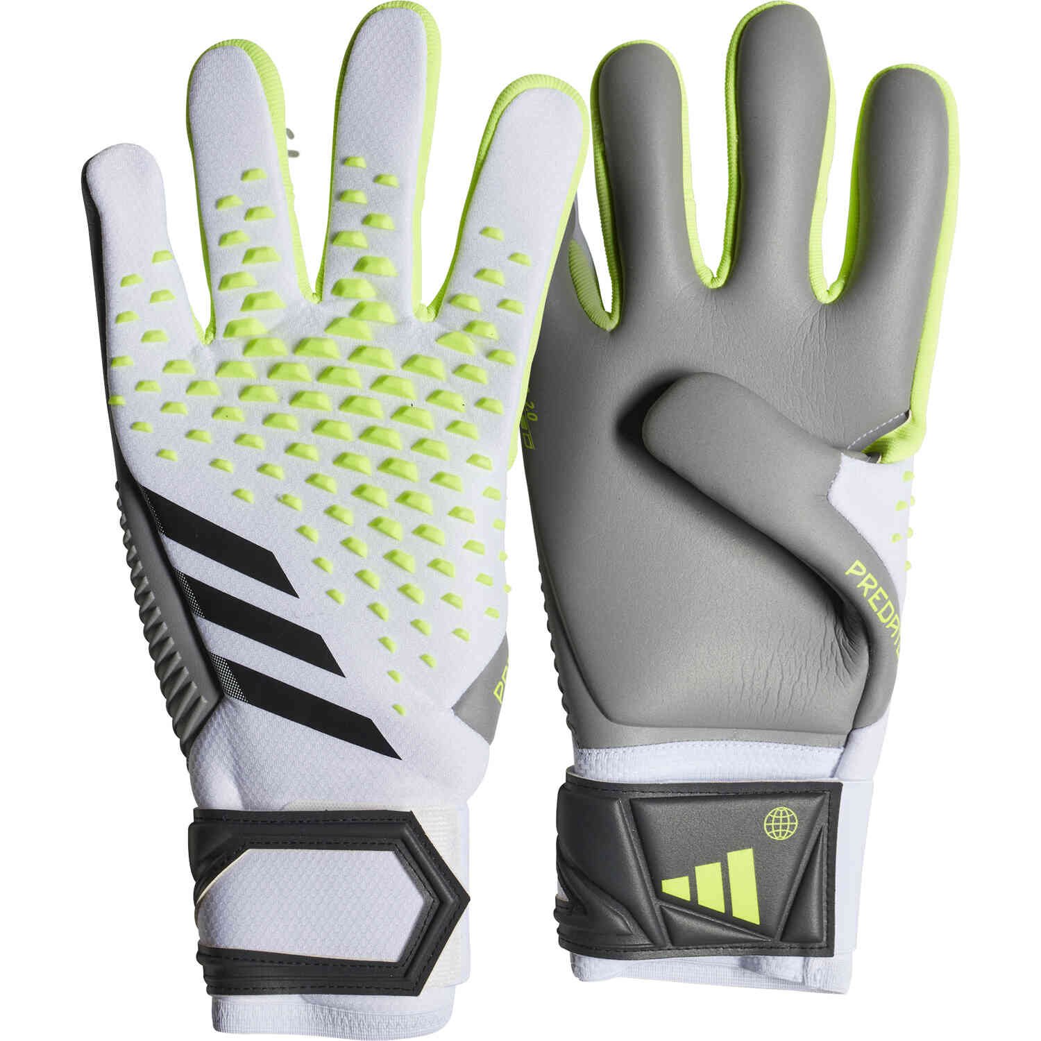 Adidas Predator Match Fingersave Youth Goalkeeper Gloves, White/Lucid Lemon/Black / 7