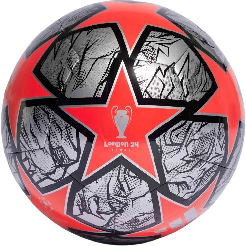 adidas UCL Club Soccer Ball – Silver Metallic & Solar Red with Black