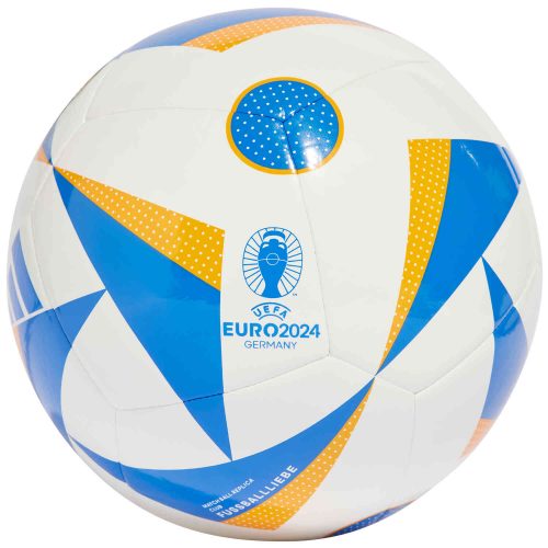 adidas Euro24 Club Ball Club Soccer Ball – White & Glory Blue with Lucky Orange