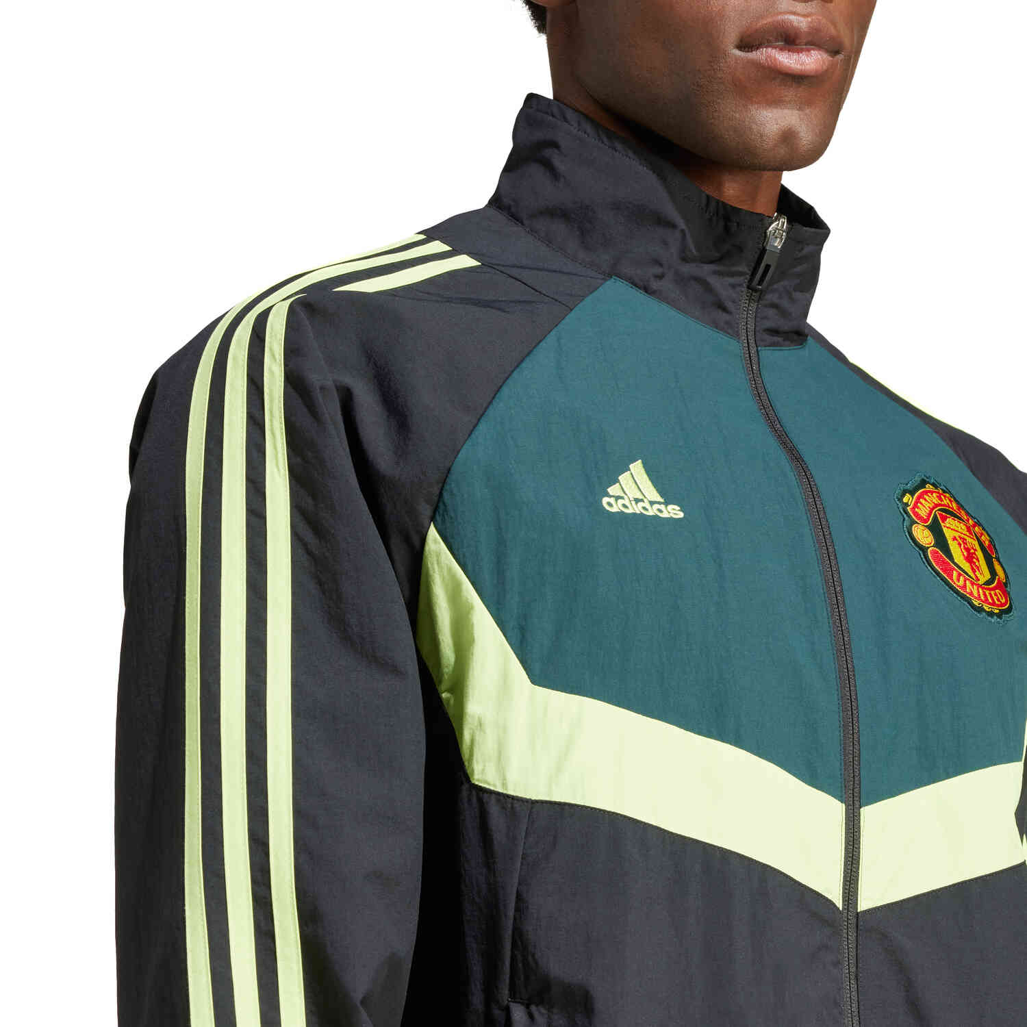 adidas Manchester United Track Jacket Black green night pulse lime SoccerPro