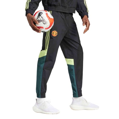 adidas Manchester United Track Pants Black green night pulse lime SoccerPro