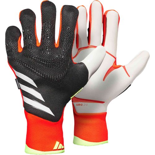 adidas Predator Elite Fingersave Goalkeeper Gloves – Black & Solar Red with Solar Yellow