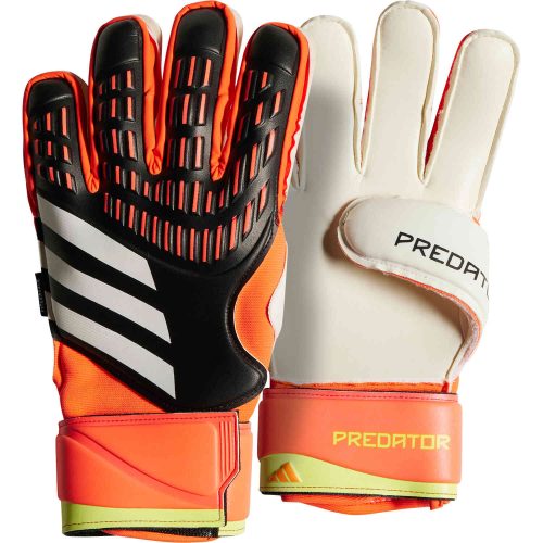 adidas Predator Match Fingersave Goalkeeper Gloves – Black & Solar Red with Solar Yellow